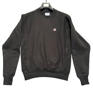 Champion Reverse Weave Sweatshirt Mens Small Black Crewneck Pullover Double Logo